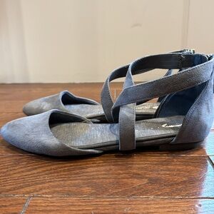 Gray suede flats